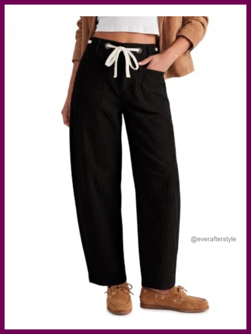 Corduroy Barrel Pants High Waisted Wide Leg Ankle Trousers for Women